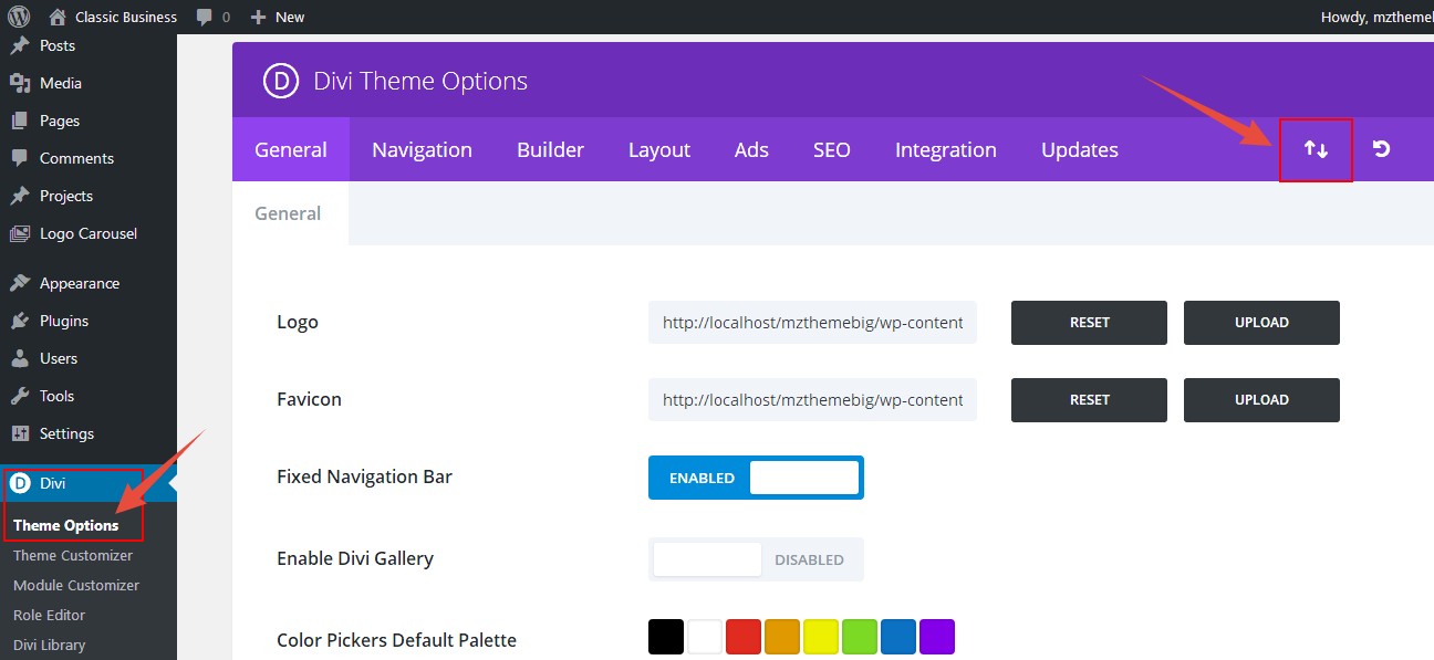 Import Customizer settings