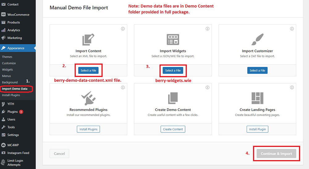 Import Demo Data